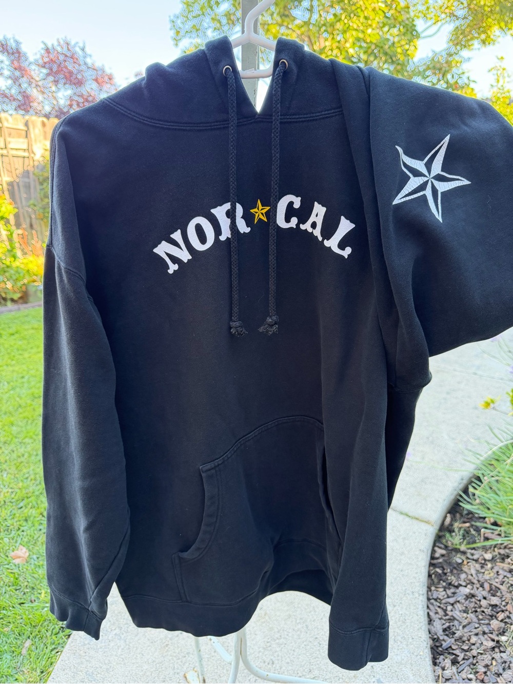 Vintage Black Nor Cal Graphic Hoodie with Star Accent